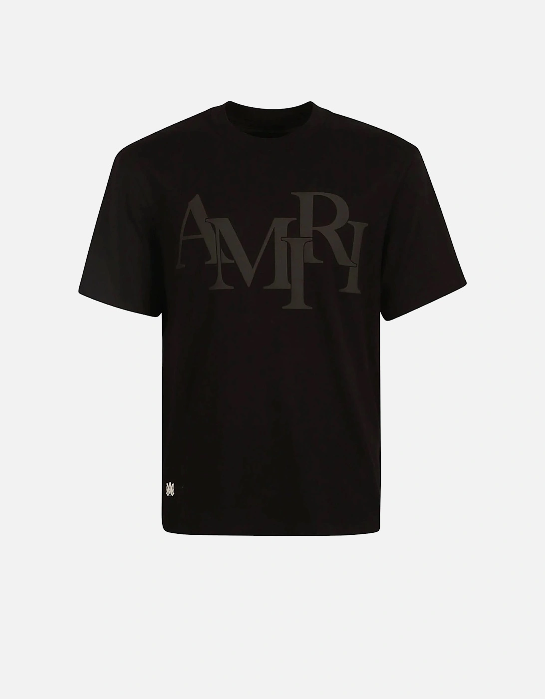 Black Staggered Logo Print T-Shirt in Black, 5 of 4