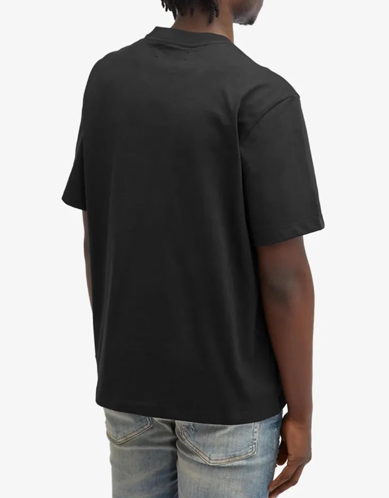Black Staggered Logo Print T-Shirt in Black