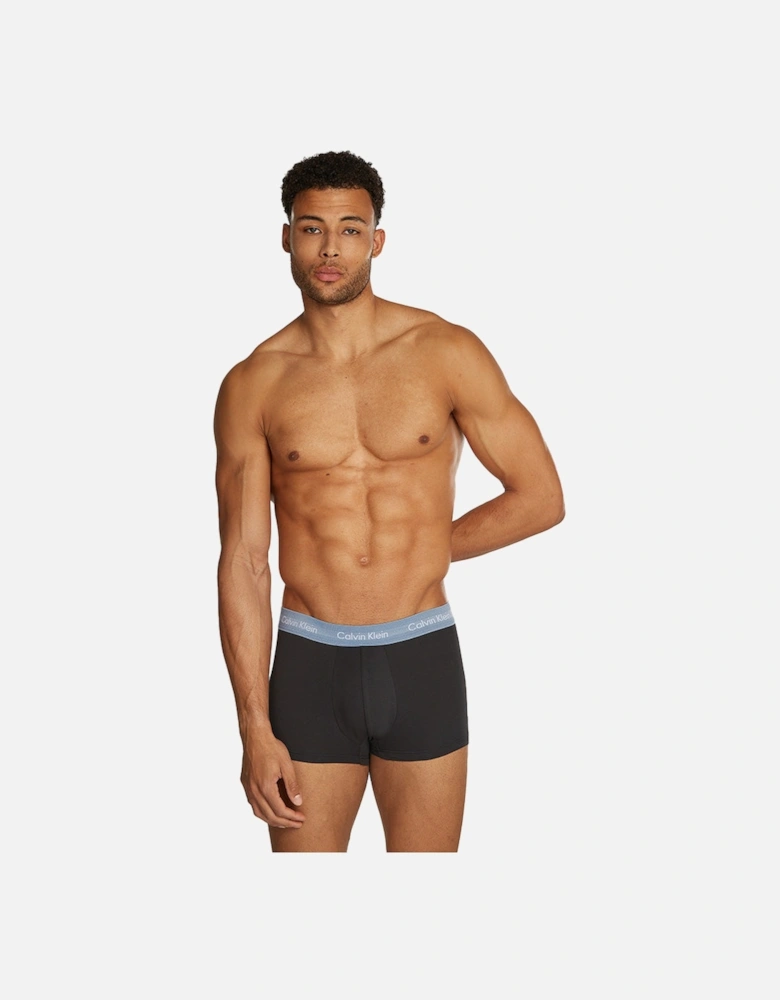 3-Pack Low-Rise Cotton Stretch Boxer Trunks, Black