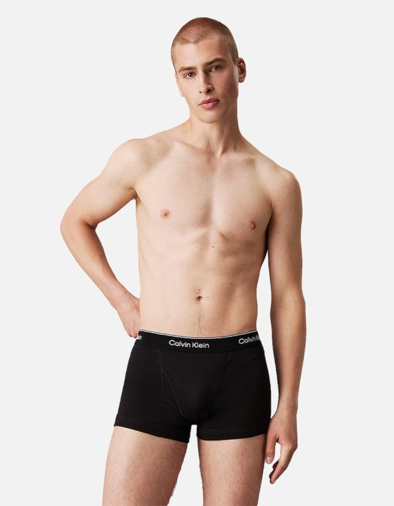 3-Pack Cotton Classics Boxer Trunks, Black