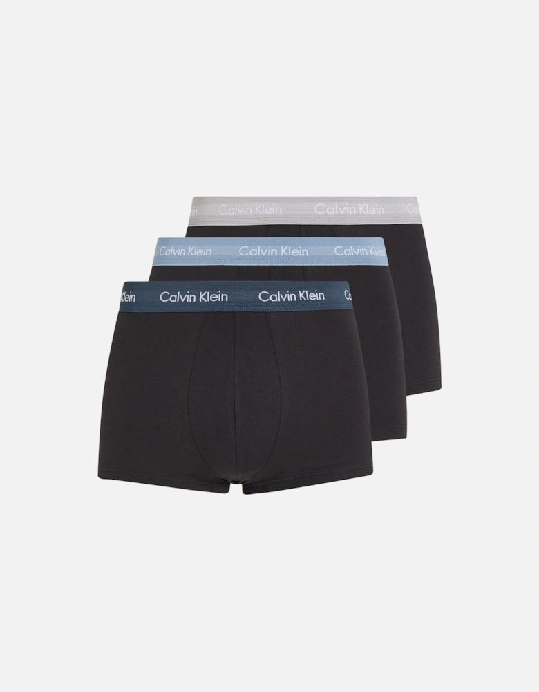 3-Pack Low-Rise Cotton Stretch Boxer Trunks, Black