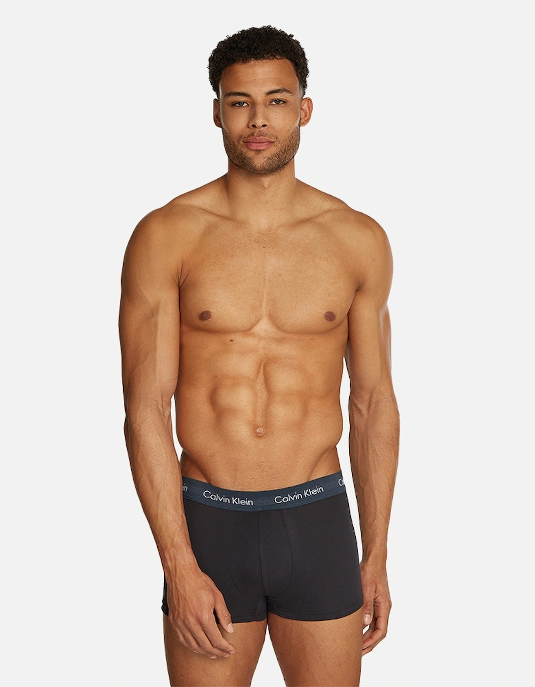 3-Pack Low-Rise Cotton Stretch Boxer Trunks, Black
