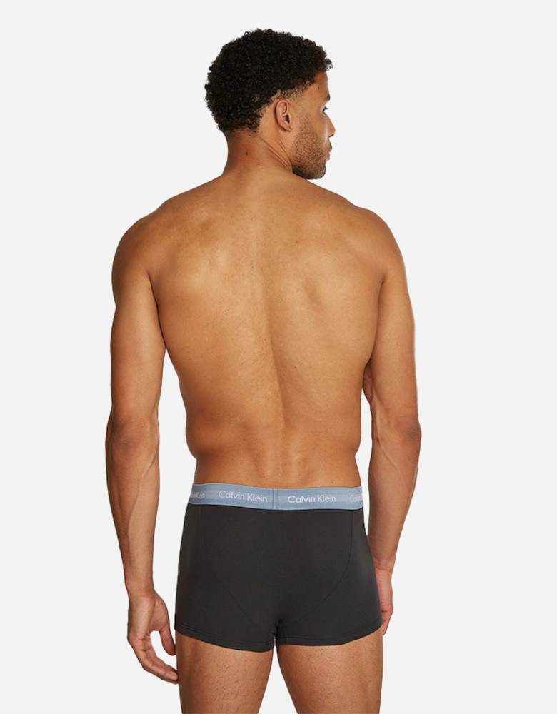 3-Pack Low-Rise Cotton Stretch Boxer Trunks, Black