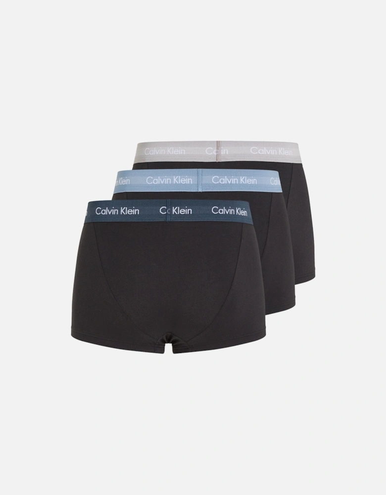 3-Pack Low-Rise Cotton Stretch Boxer Trunks, Black