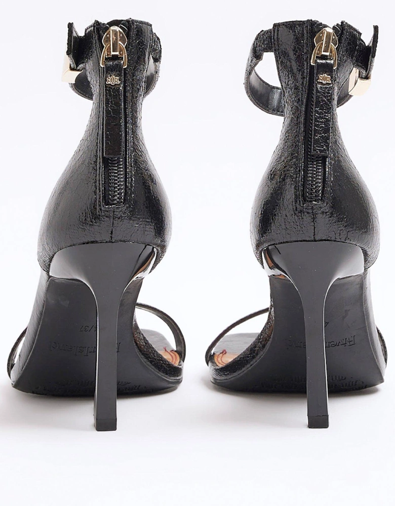 Clasp Detail Heeled Sandals - Black