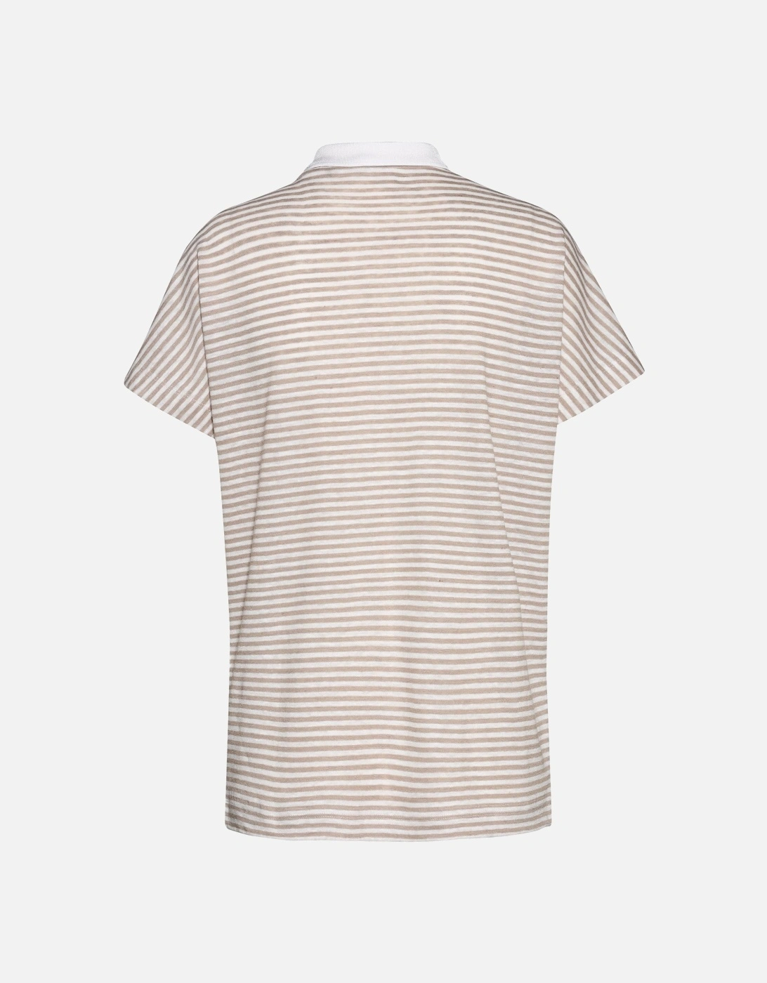 Enelina Linen Blend Striped Polo Shirt