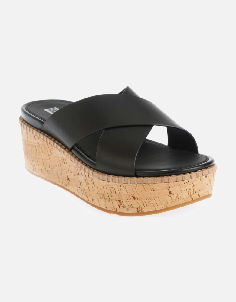 Eloise Leather Wedge Cross Slide Sandals