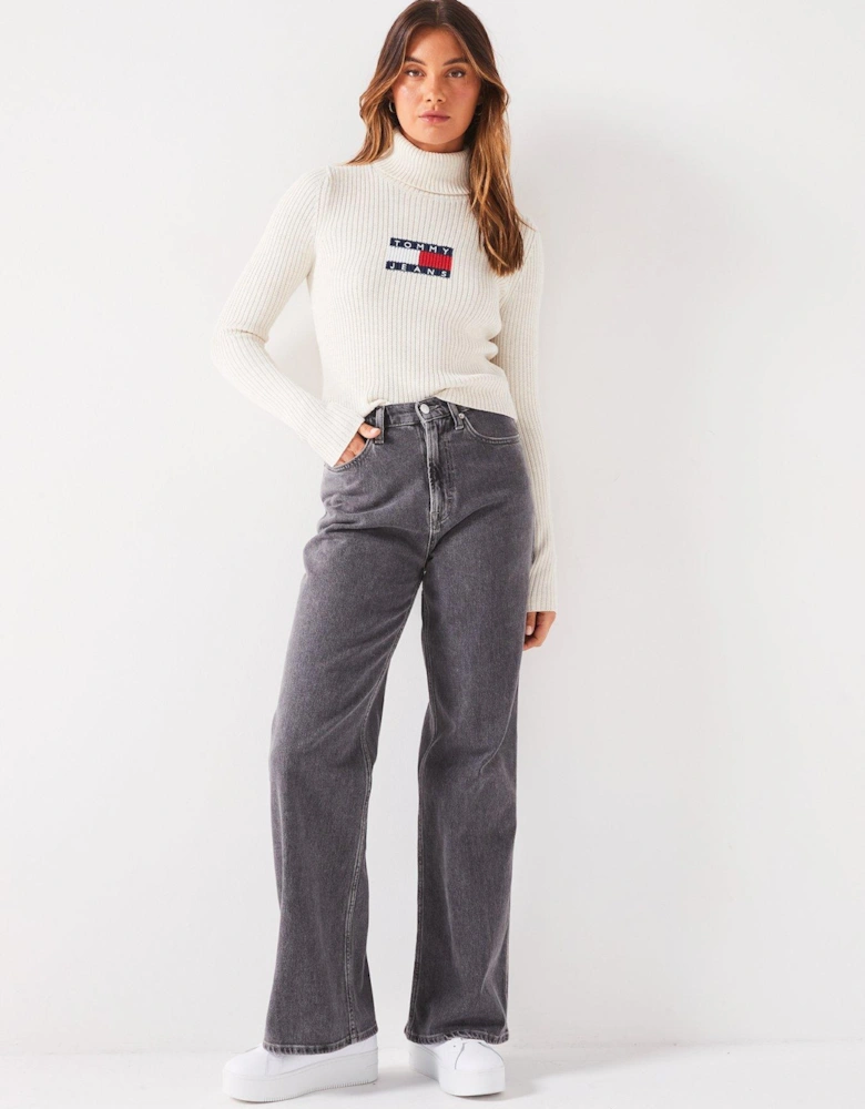 Flag Turtleneck Jumper - White