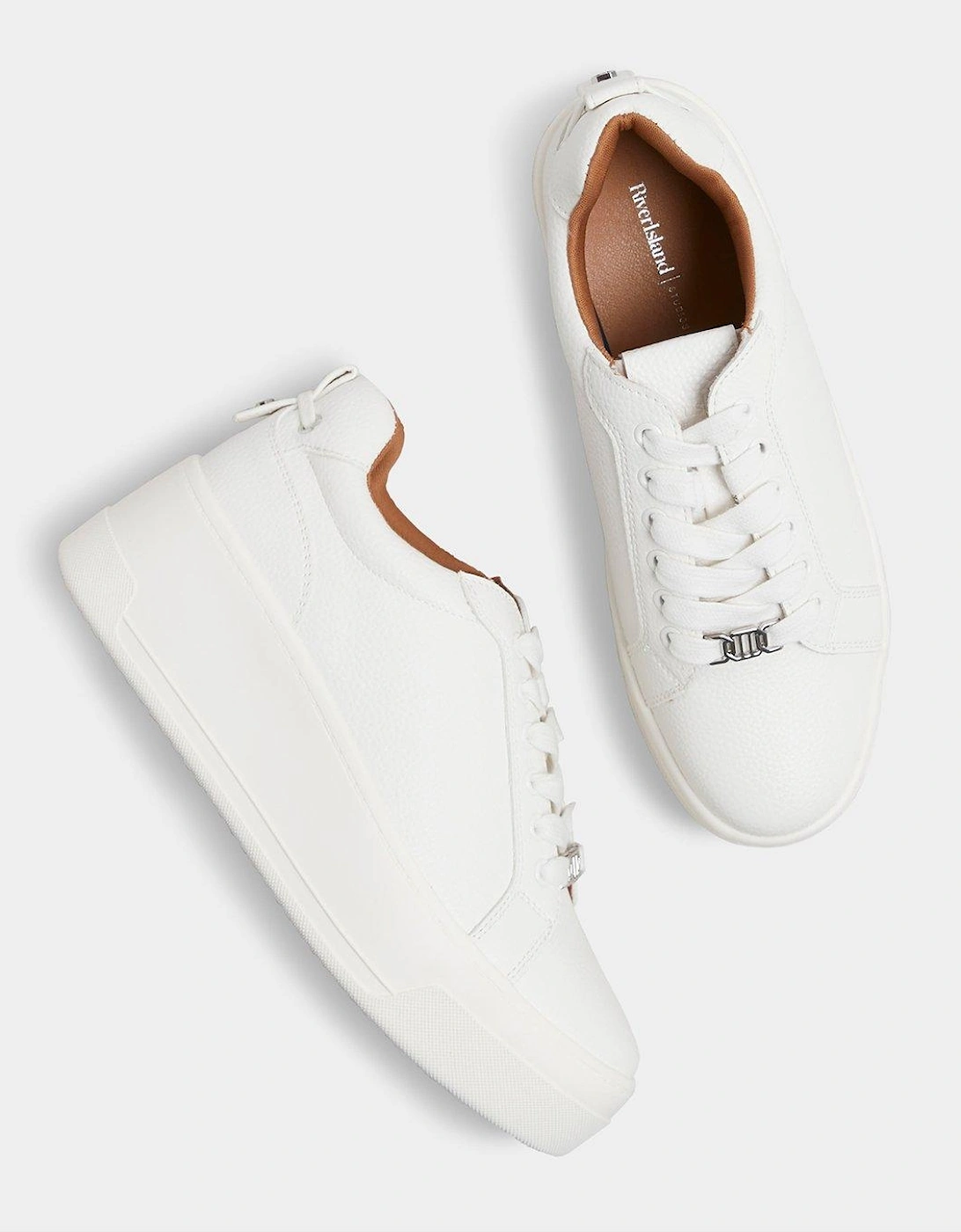 Platform Lace Up Trainers - White