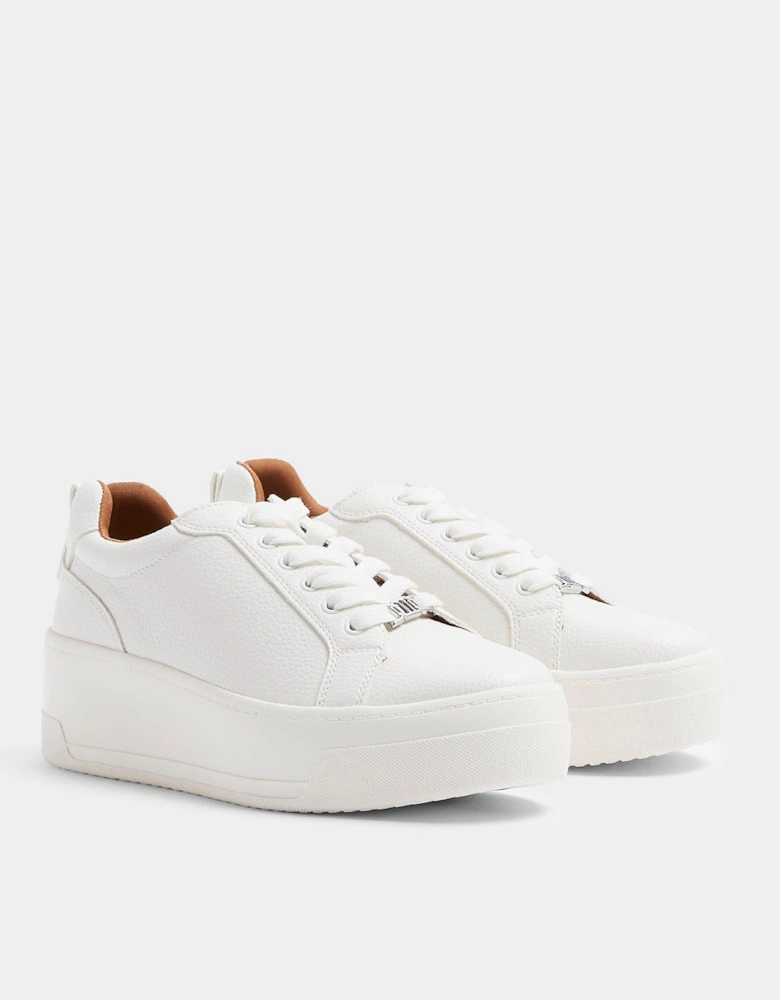 Platform Lace Up Trainers - White