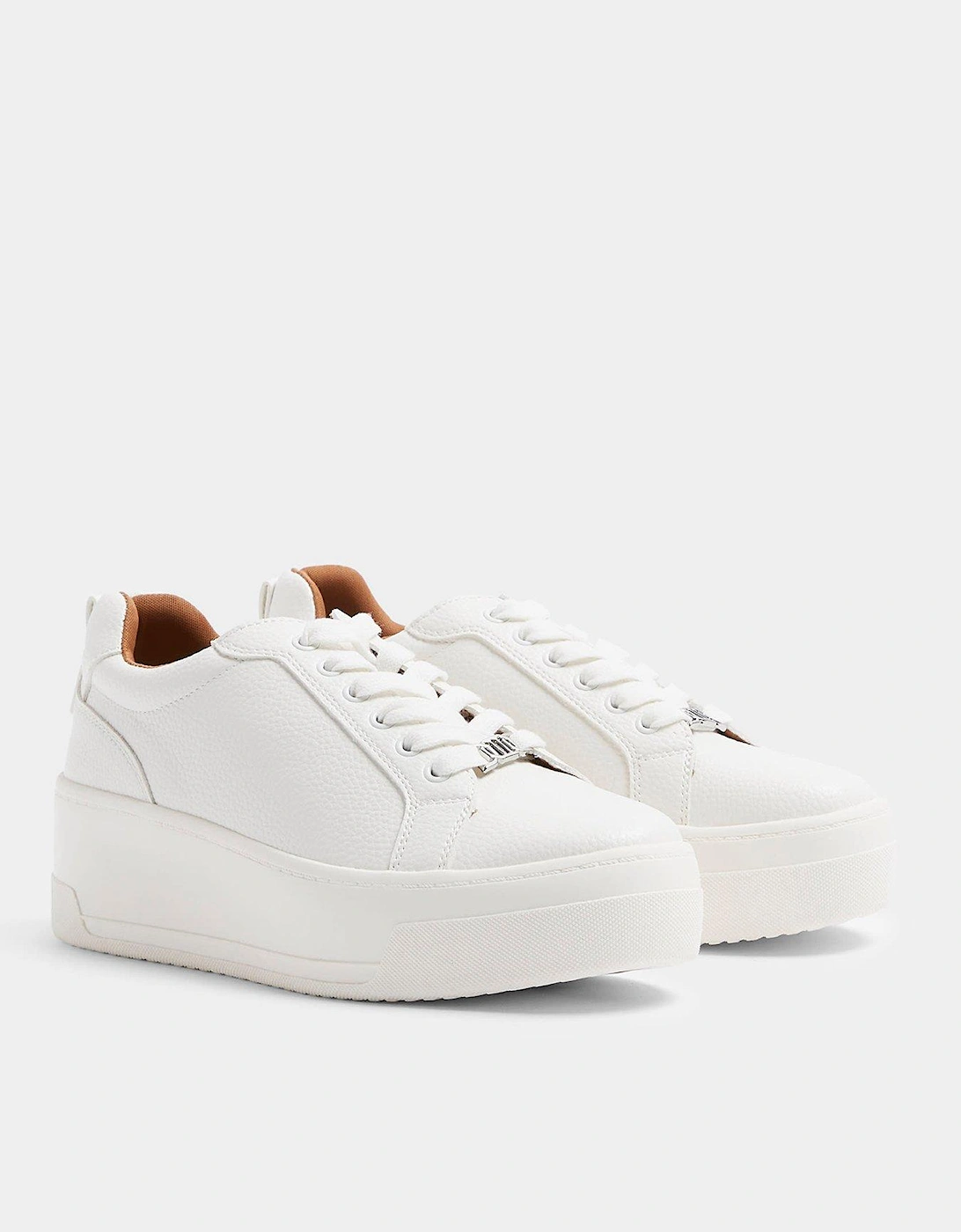 Platform Lace Up Trainers - White