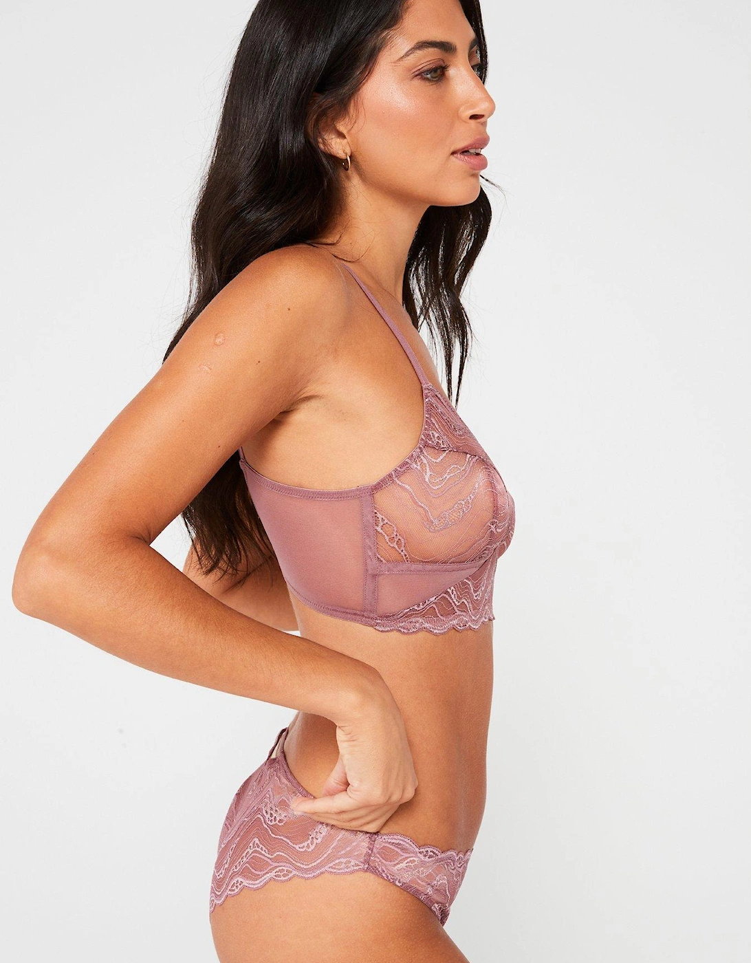 Lace Triangle Bralette - Pink