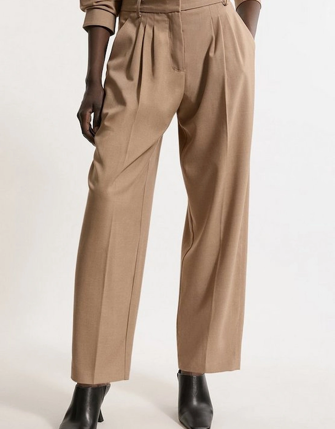 Tailored Cropped Straight Leg Darted Trousers