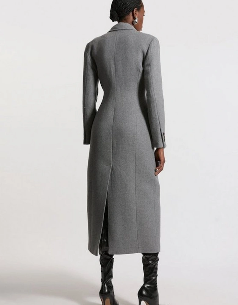 Italian Wool Mix  Tailored Fitted Maxi Coat