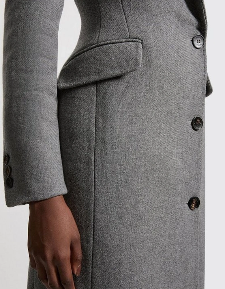 Italian Wool Mix  Tailored Fitted Maxi Coat