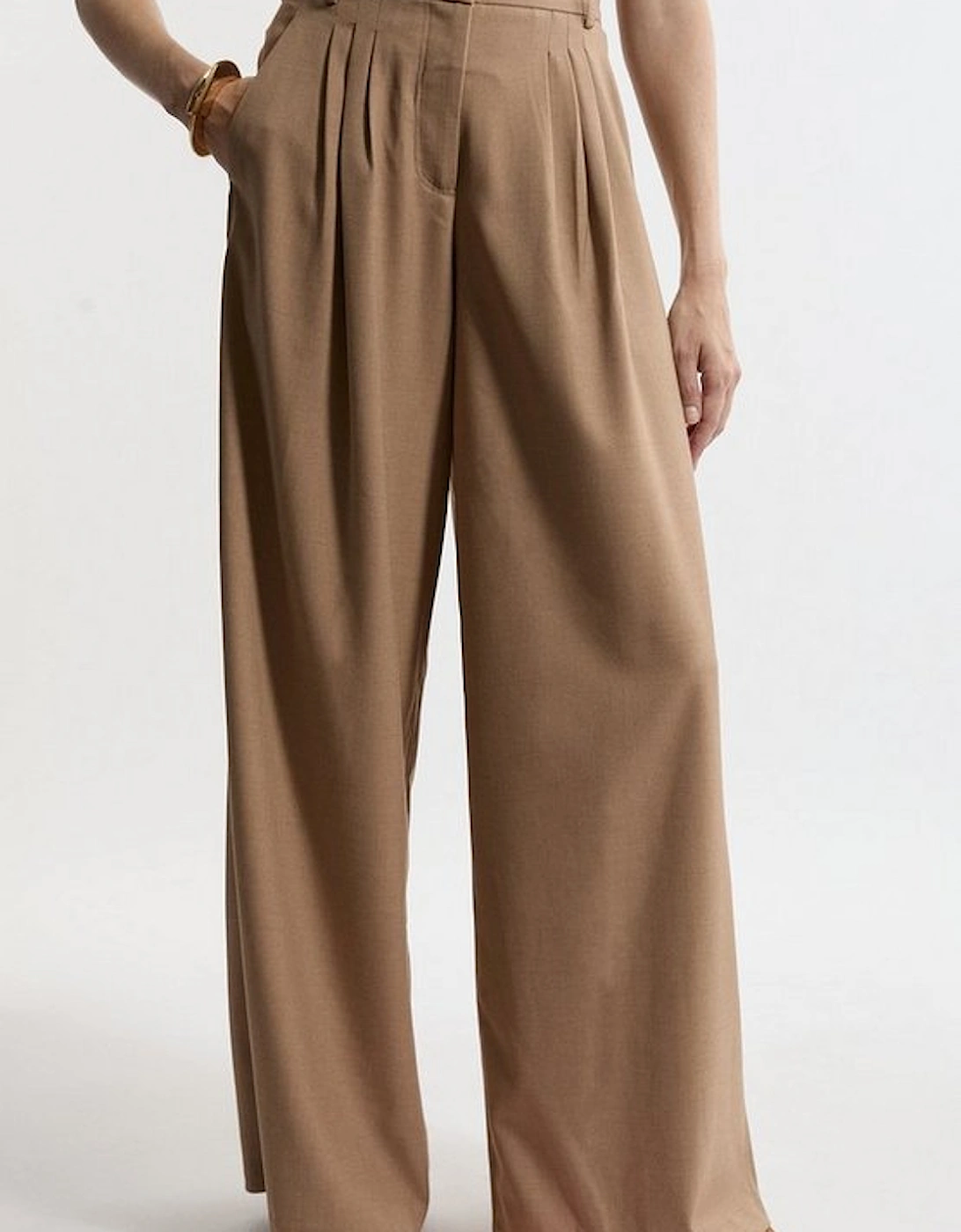 Petite Tailored Wide Leg Darted Trousers