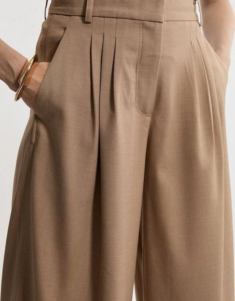 Petite Tailored Wide Leg Darted Trousers