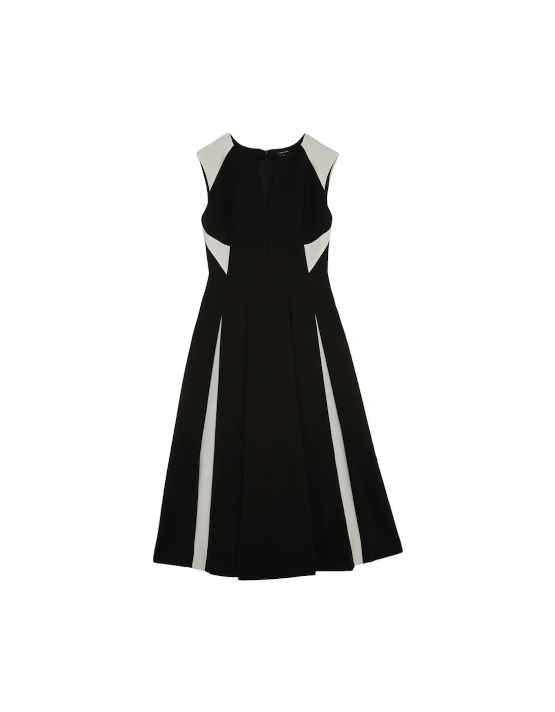 Clean Tailored Colour Block Full Skirted Midi Dress