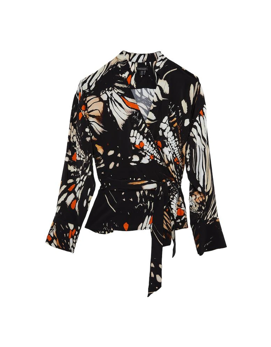 Butterfly Printed Viscose Crepe Twist Front Blouse