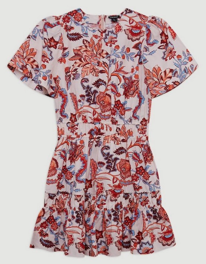 Botanic Printed Cotton Woven Mini Dress