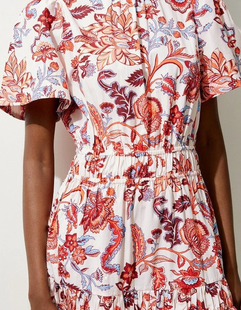 Botanic Printed Cotton Woven Mini Dress