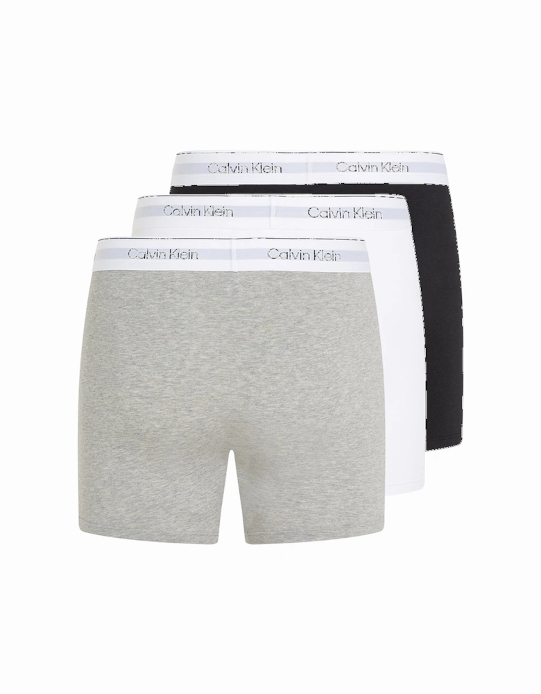 3-Pack Modern Cotton Boxer Briefs, Black/Grey/White