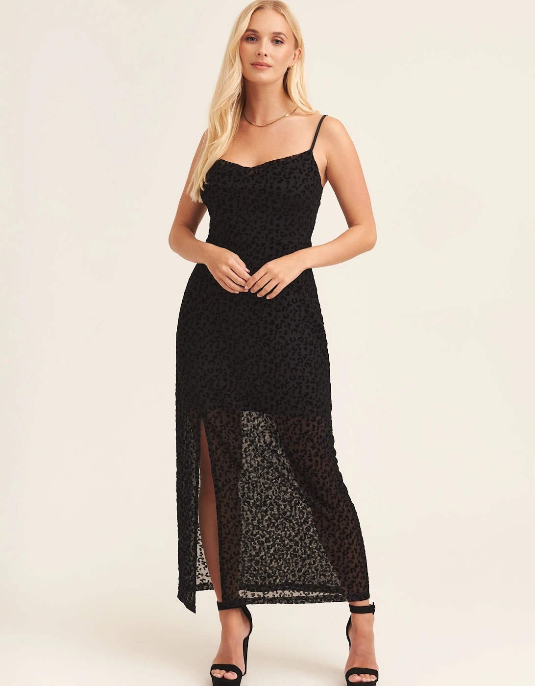 Gini London Women's Animal Cowl Midi Dress - Black - Size: 12