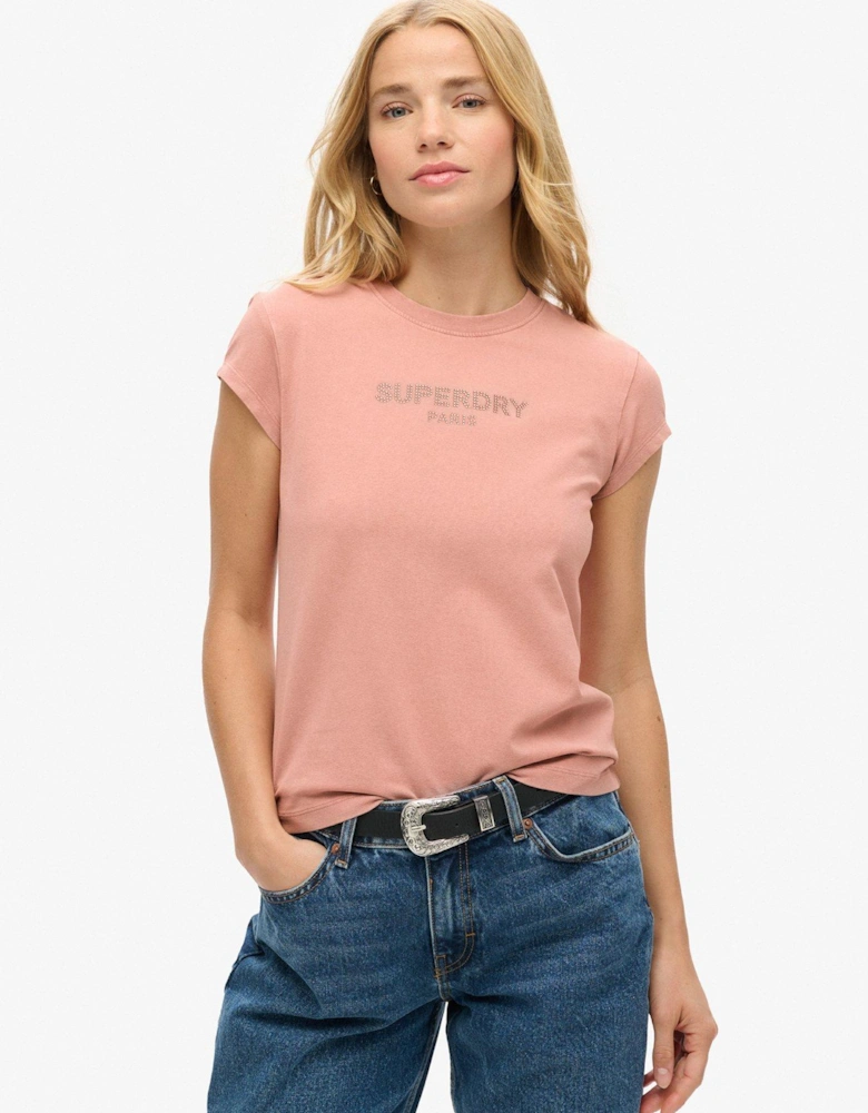 Sport Luxe Graphic Cap Sleeved T-Shirt - Pink