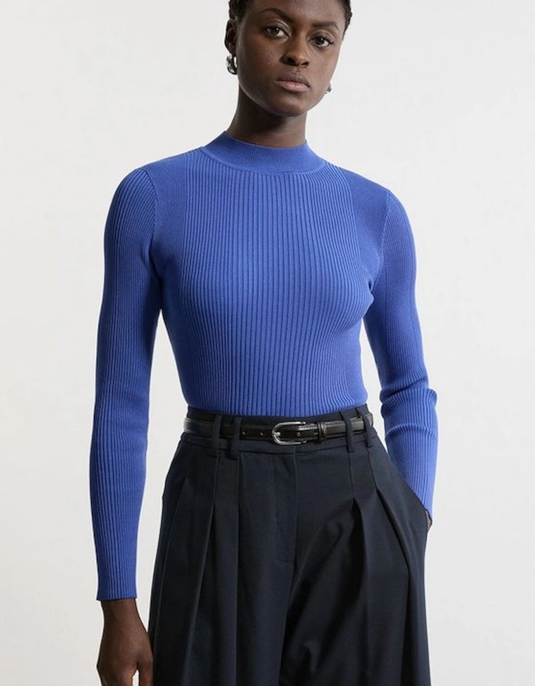 Funnel Neck Rib Knit Top