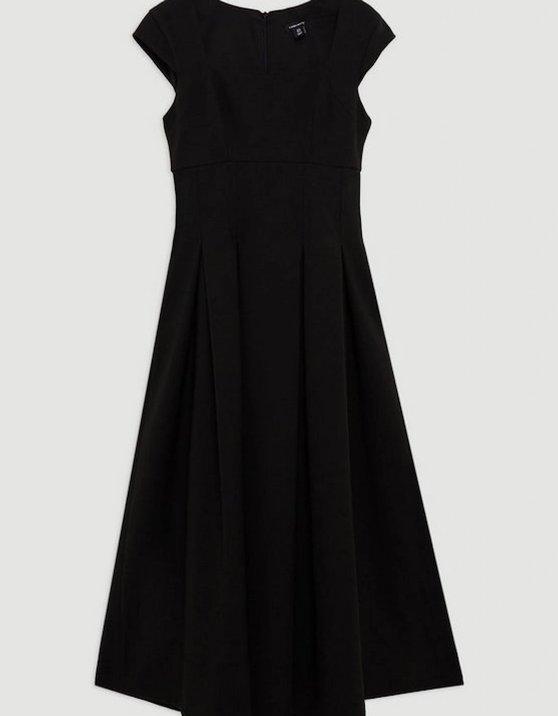 Clean Tailored Square Neck Full Skirted Midi Dress