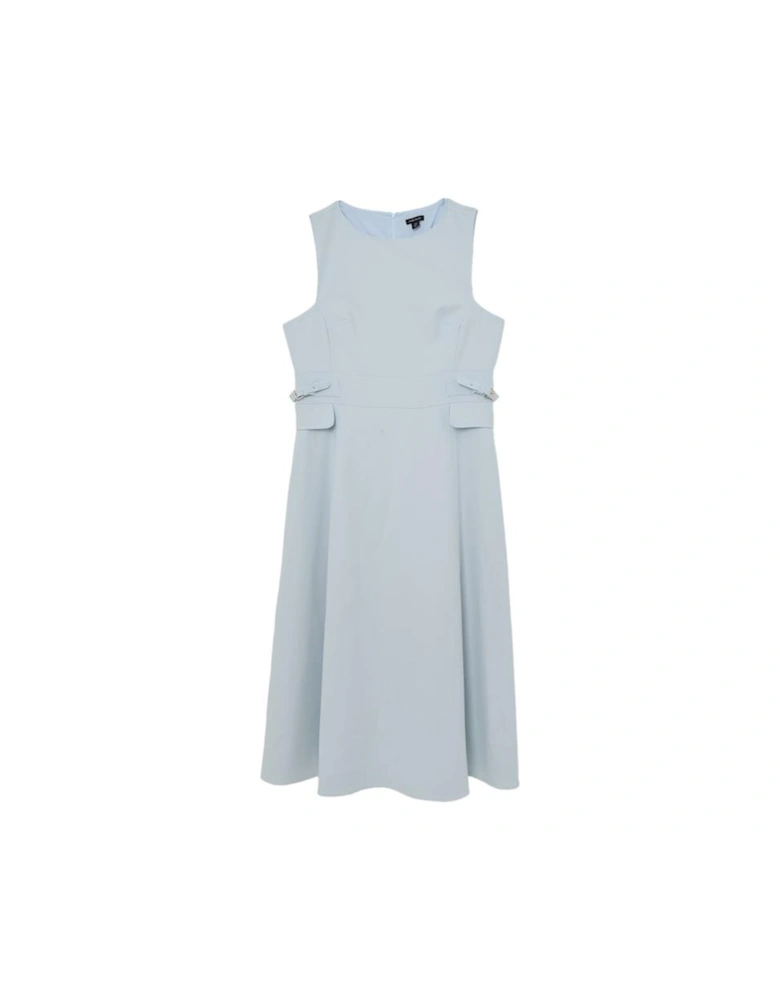 Plus Size Compact Stretch Tab Waist Detail Full Skirt Midi Dress