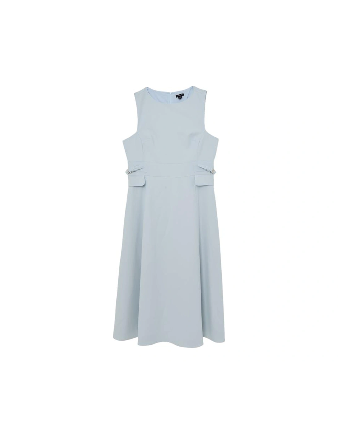 Plus Size Compact Stretch Tab Waist Detail Full Skirt Midi Dress