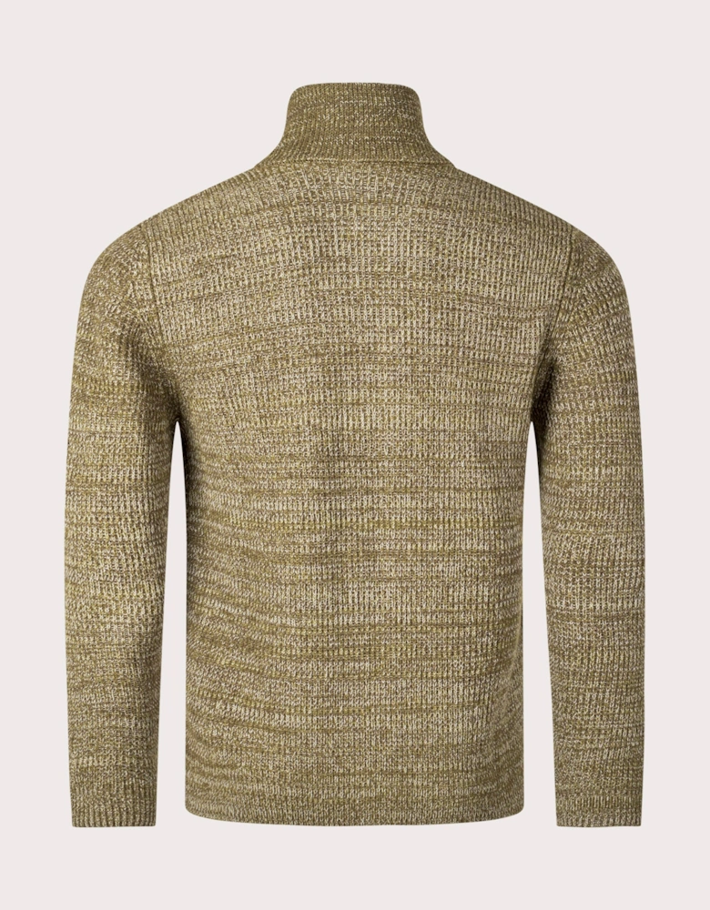 Hagen Wool Cotton Rib Knitted Zip Through Sweatshirt