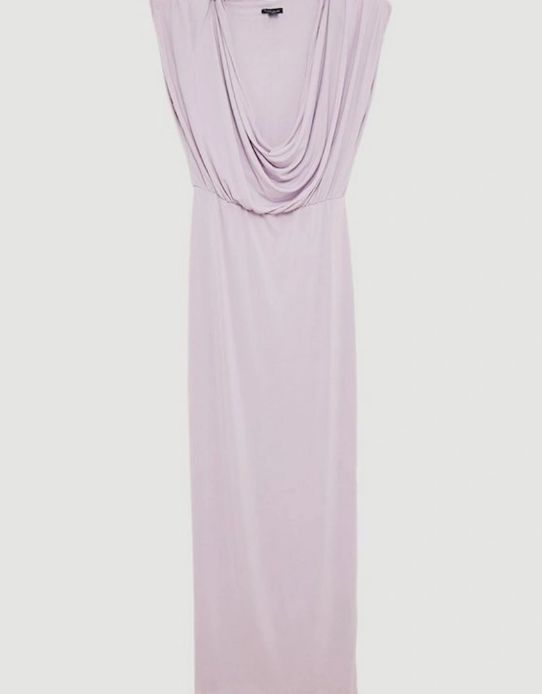 Cowl Neck Jersey Maxi Dress