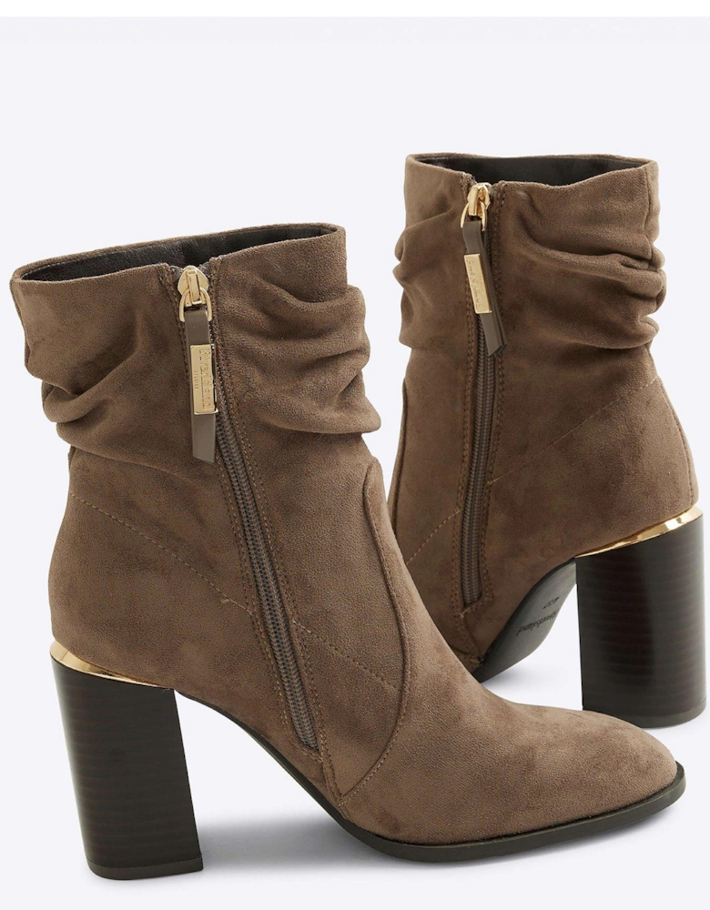 Slouch Heeled Ankle Boot - Light Grey