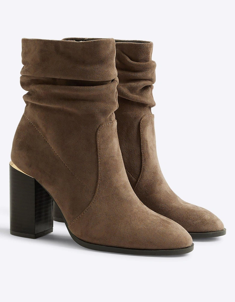 Slouch Heeled Ankle Boot - Light Grey