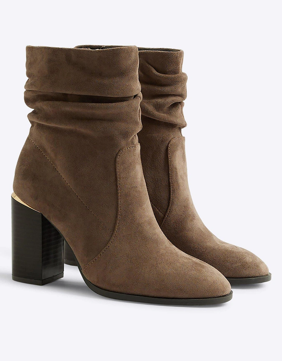 Slouch Heeled Ankle Boot - Light Grey