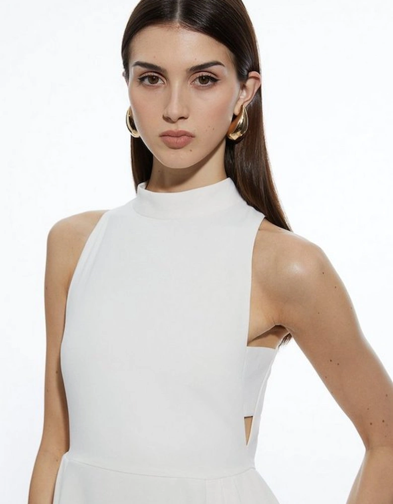 Fluid Tailored Colour Block Pleated Full Skirted Maxi Dress