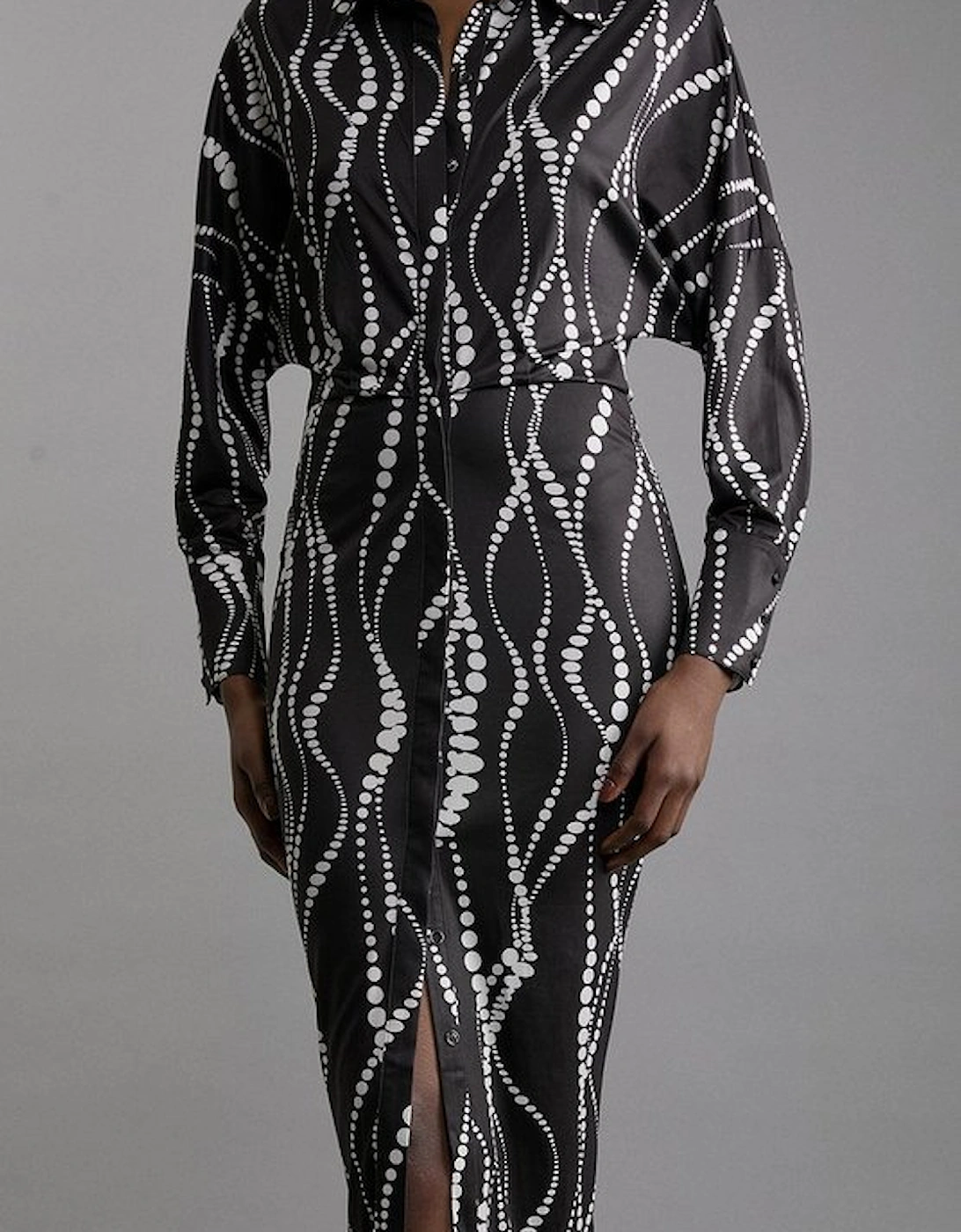 Abstract Spot Jersey Crepe Midi Shirt Dress