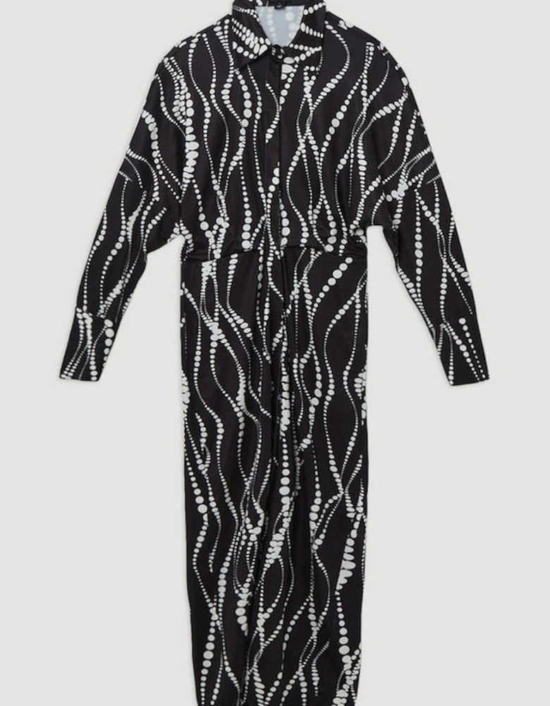 Abstract Spot Jersey Crepe Midi Shirt Dress