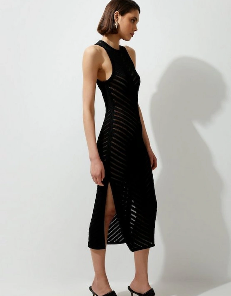 Premium Open Stitch Racer Knit Midi Dress