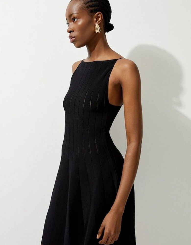 Petite Viscose Blend Sheer Detail Knit Flippy Mini Dress