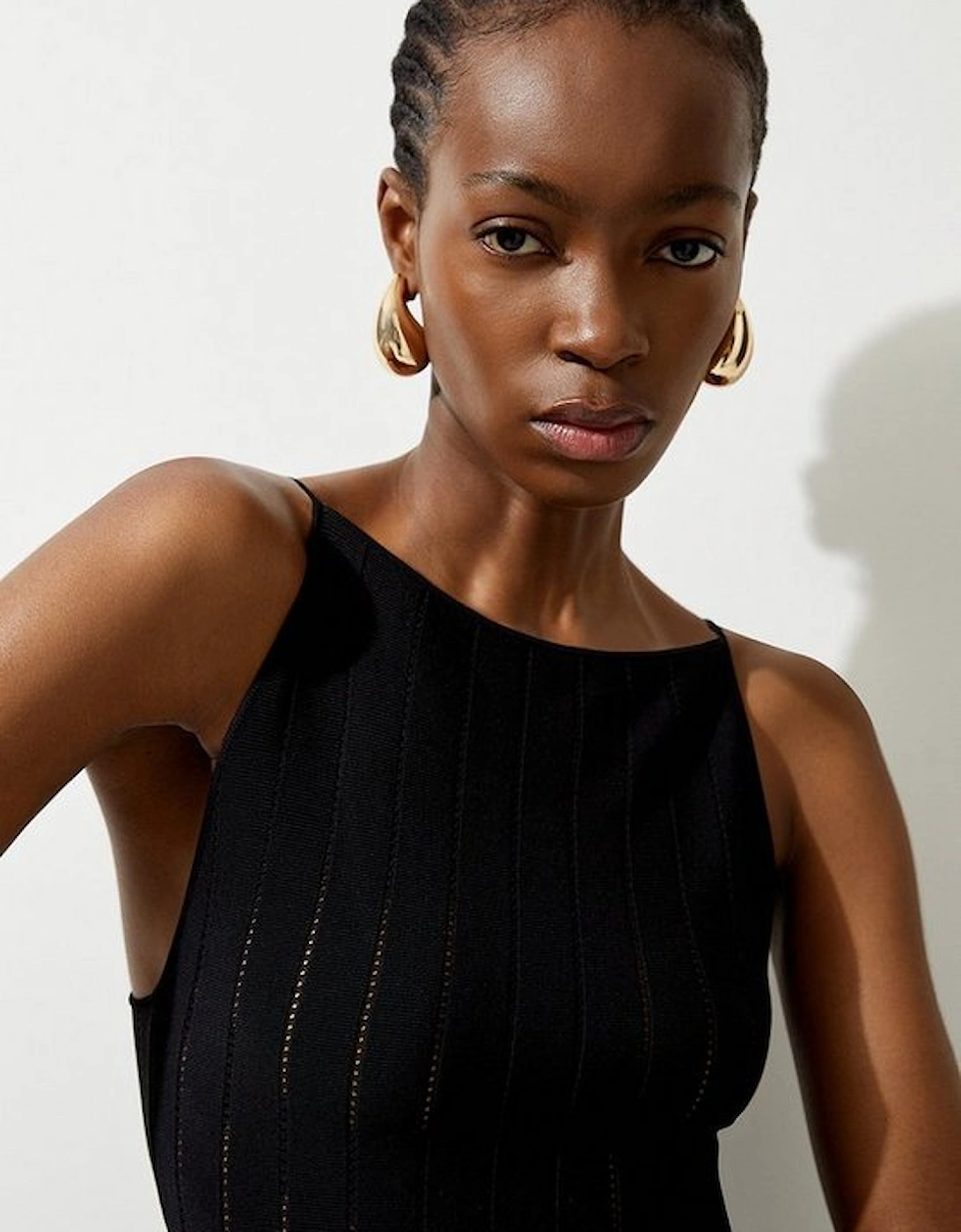 Petite Viscose Blend Sheer Detail Knit Flippy Mini Dress