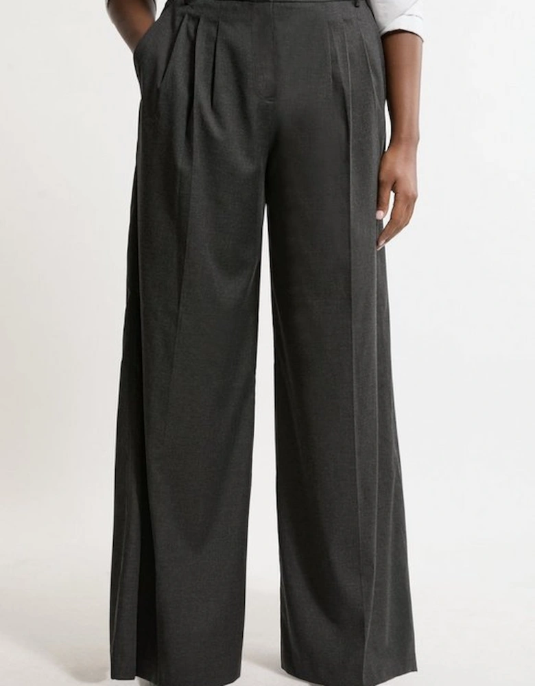 Plus Size Tailored Wide Leg Darted Trousers