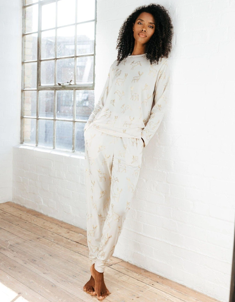 Long Sleeve Crew Neck Set - Poly - Off White