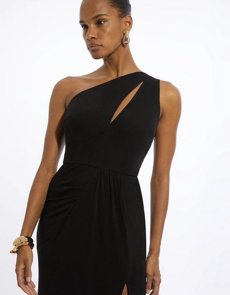 Premium Viscose Jersey Bandeau Split Maxi Dress