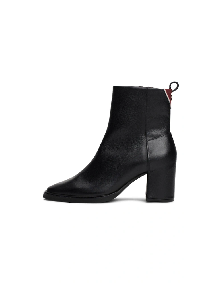 Heeled Leather Ankle Boots - Black