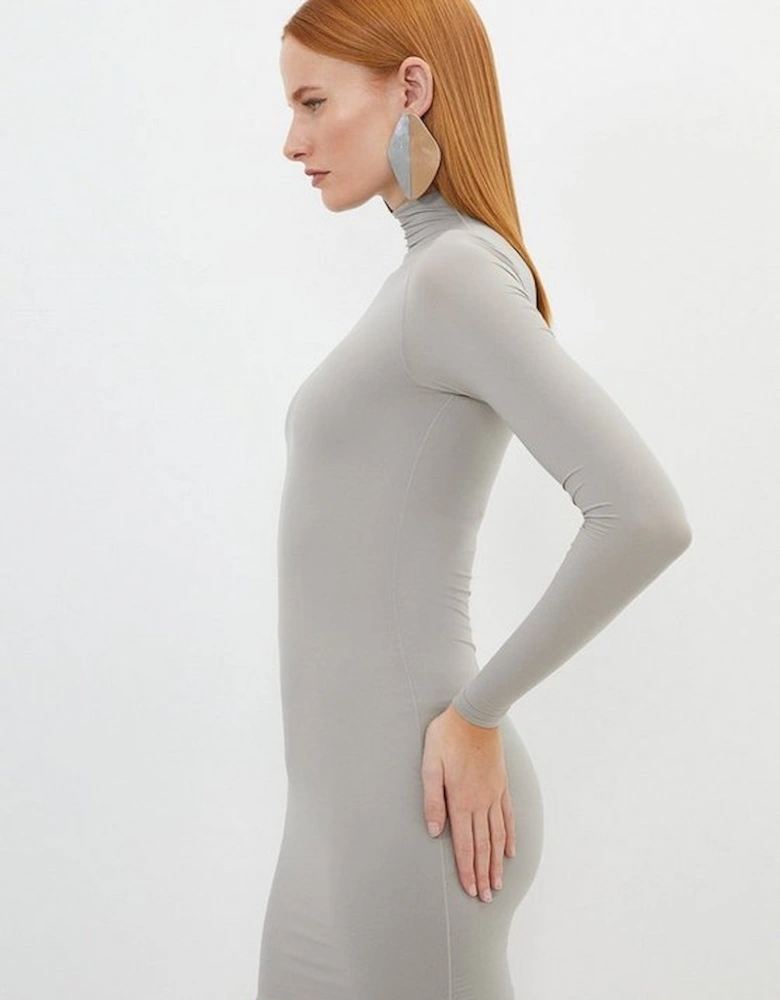 Contour Jersey High Neck Long Sleeve Mini Dress