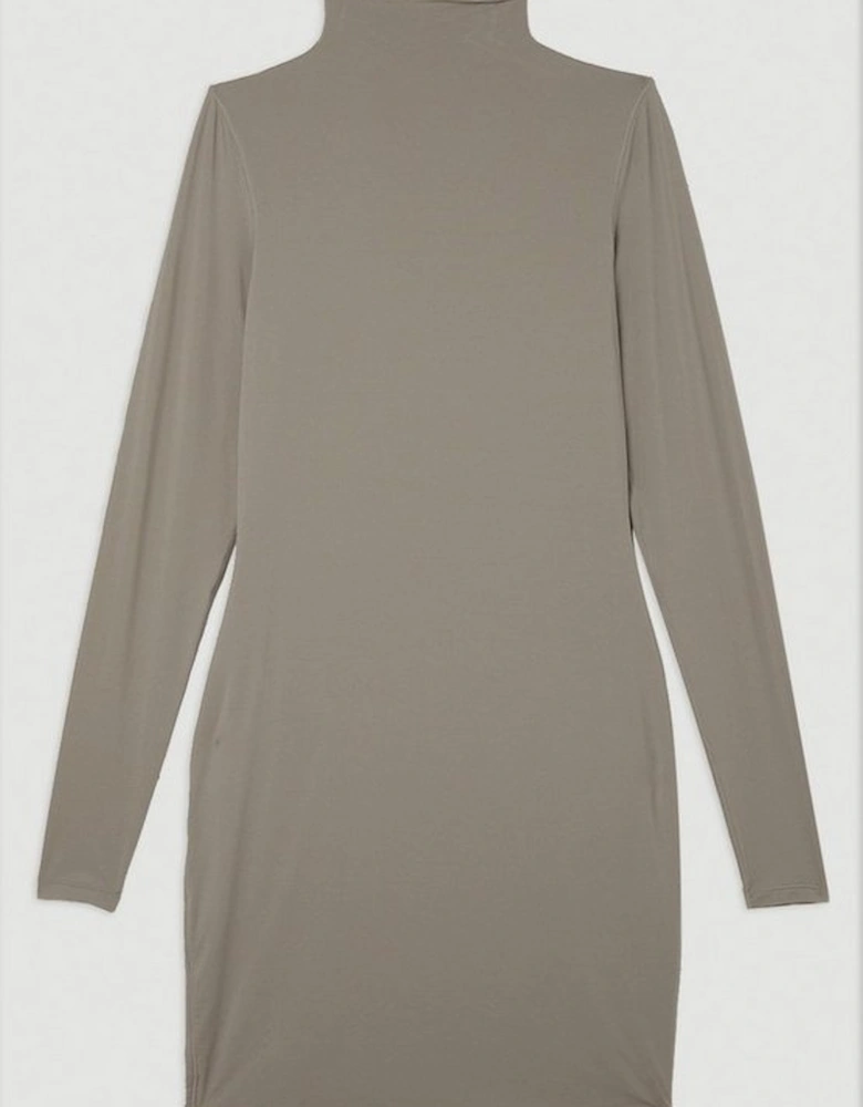 Contour Jersey High Neck Long Sleeve Mini Dress