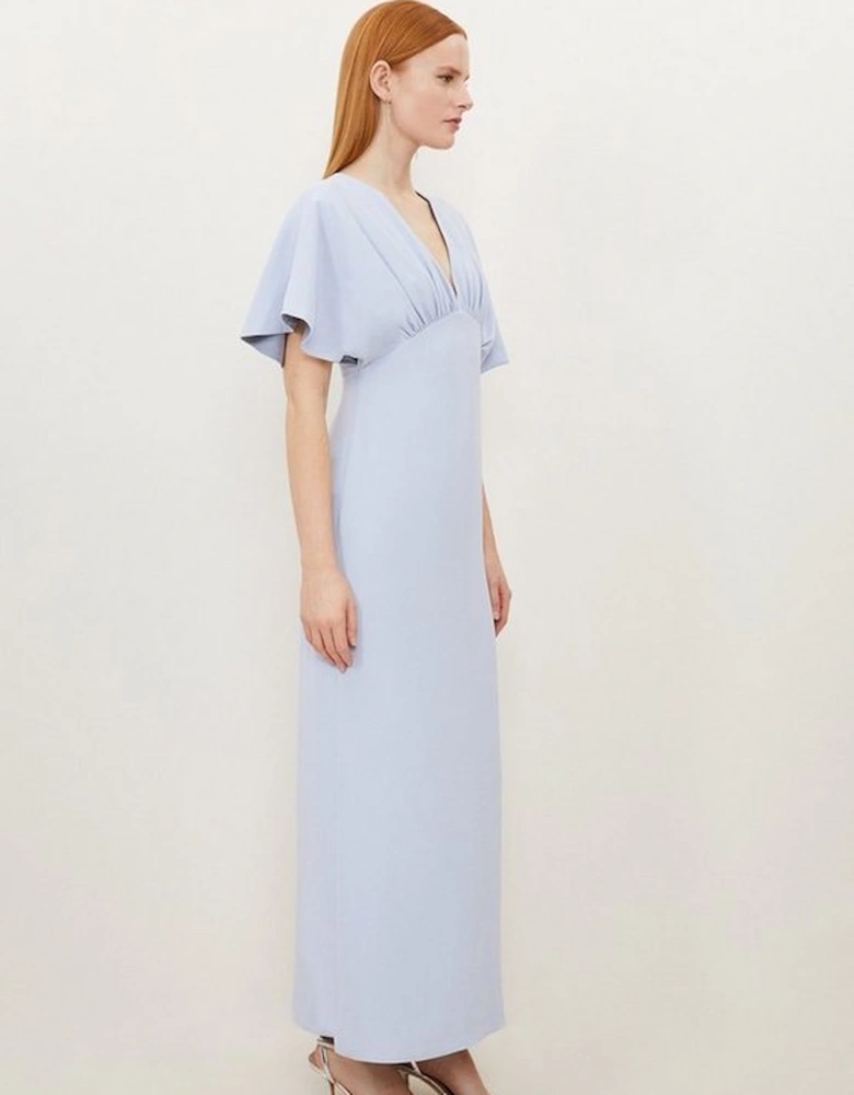 Fluid Tailored Waterfall Sleeve Maxi Dress